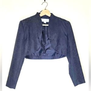 A.J. BARI Vintage Black size4 Cropped Brocade Printed Dress Jacket